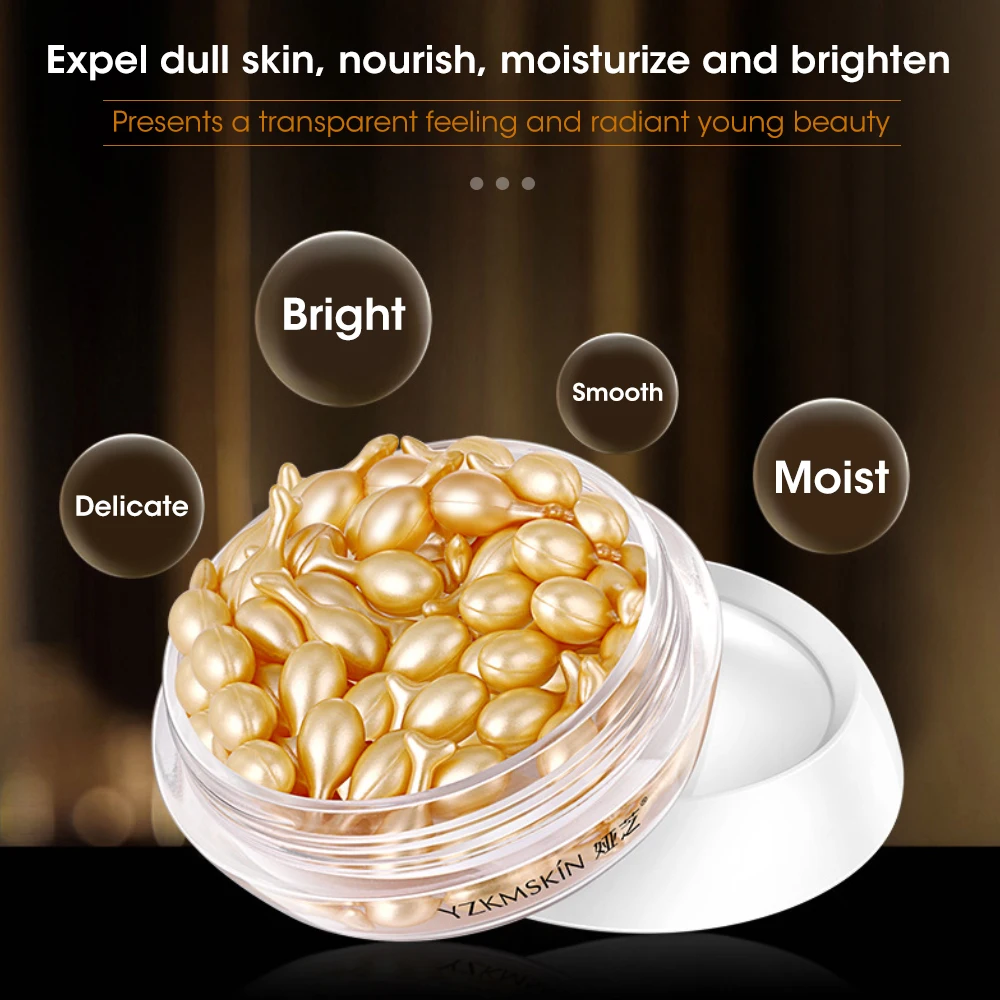 30/60PCS Fullerene Placenta Capsule Essence Moisturizing Brightening Firming Skin Repair Essence Hyaluronic Acid Facial Serum
