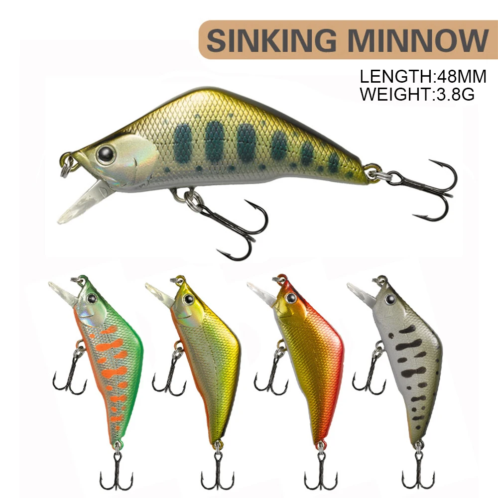 4.8cm 3.8g Fishing Lure Micro Minnow Wobbler TIM48S Mini Sinking Artificial Hard Bait Jerkbait Swimbait Stream Decoy Trout Bait