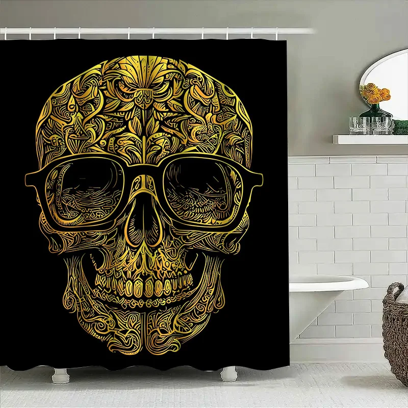 

Занавеска для душа с рисунком черепа Туну, готический дизайн, декор в виде скелета, крутая занавеска для ванной комнаты, темное искусство, винтажный стиль, уникальный декор