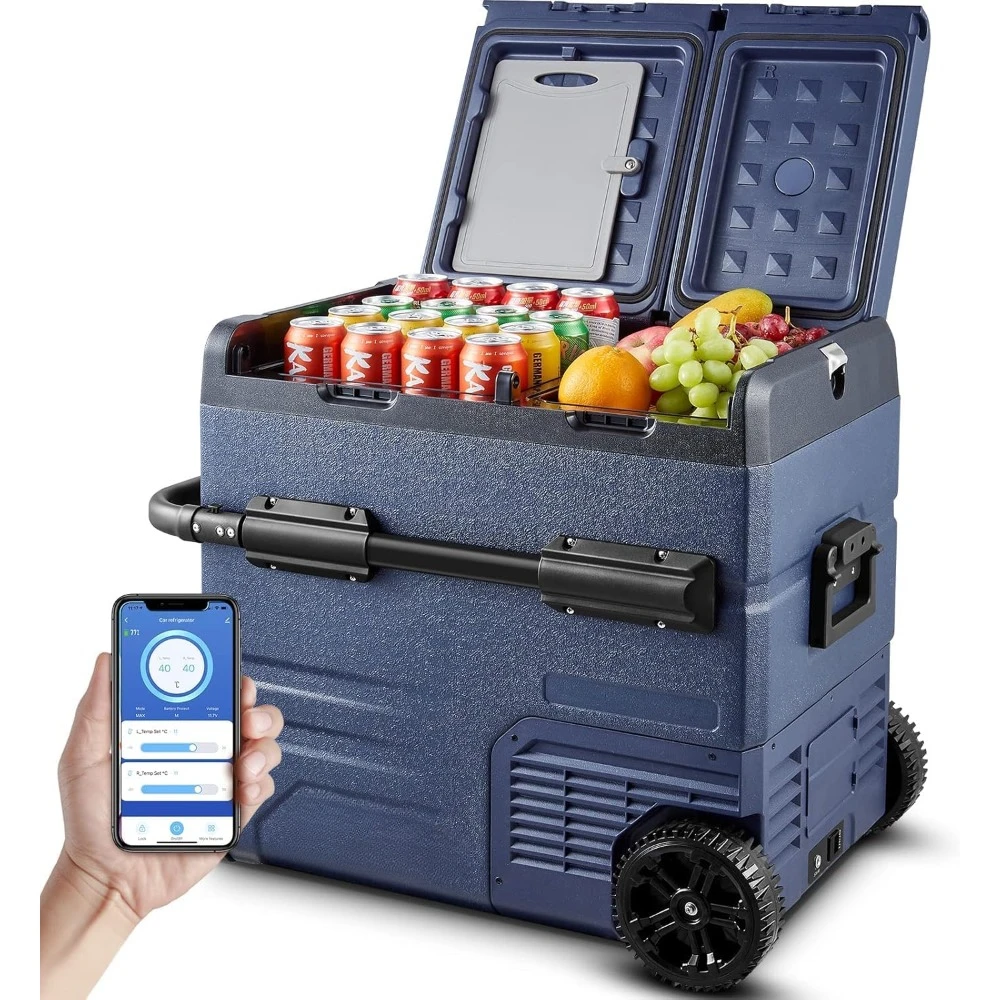 12 Volt Car Refrigerator,59 Quart (55L)12v Portable refrigerator,Car Fridge Freezer,-4℉-68 Car Cooler Dual Zone Control(2 Doors)