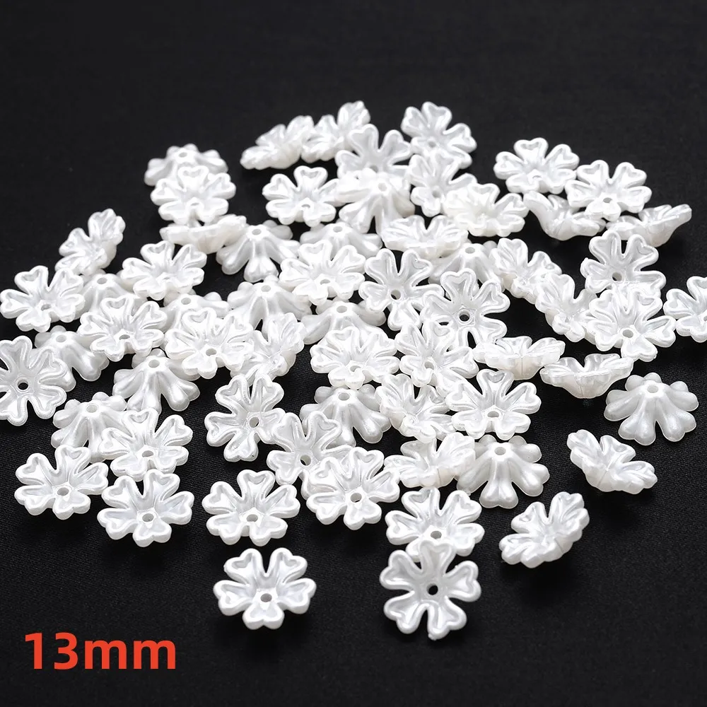 iYOE 100 stücke 28 Stil Blume Spacer Perlen Imitation Perle Weiß Acryl Blume Perlen Kappen Für Die Herstellung Von Schmuck Zubehör Diy tot