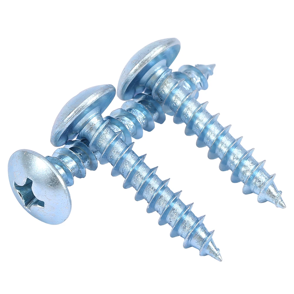 10pc M4 M5 M6 Carbon Steel Blue Zinc Plating Plus Hard Cross Pan Head Screw Philips Self-Tapping Wood Screw - National Standard