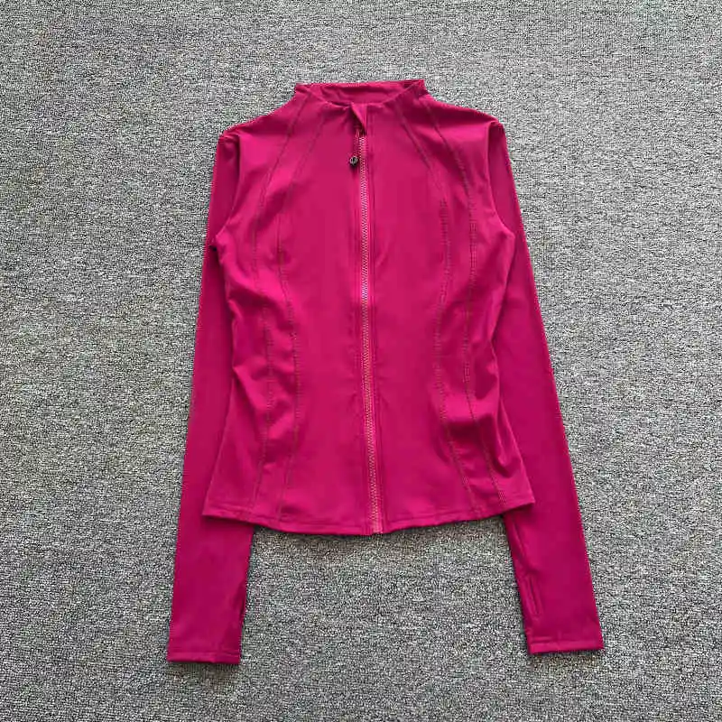 بدلة رياضية بسحاب وياقة واقفة بدلة يوجا ضيقة للسيدات بأكمام طويلة سترة رفيعة للجري بيلاتيس للياقة البدنية للخريف #2