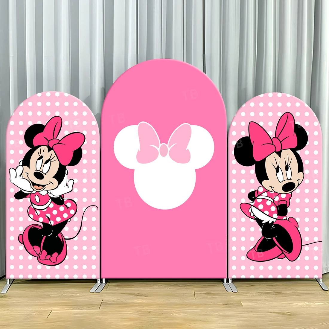 

TB Disney Minnie Mouse Pink Theme Arch Backdrop Cover for Girl Birthday Party Decor Photo Background Wall Baby Shower Supplies