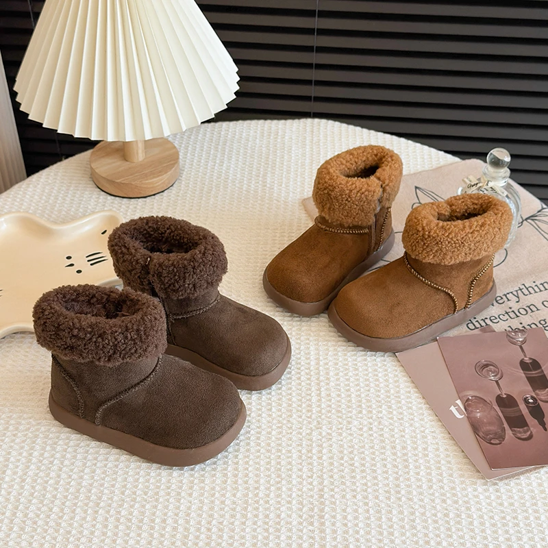 

Children Cotton Short Boots for Girls 2025 Winter New Fashion Korean Style Soft Bottom Anti-slippery Versatile Princess Shoes