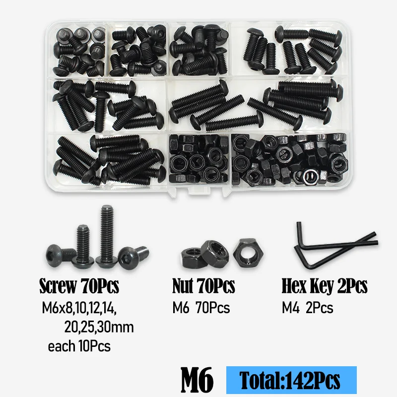 2510p Rundkopfschrauben M2 M2.5 M3 M4 M6 Güteklasse 10.9 Innensechskant-Rundkopfschrauben mit Allen-Antrieb ISO7380 Schrauben-Muttern-Unterlegscheiben-Set – Detail 12