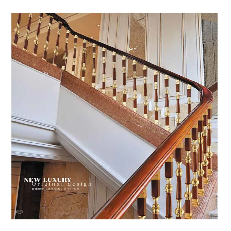 Custom. indoor staircase or terrace metal brass jade design high-grade brass stair railing