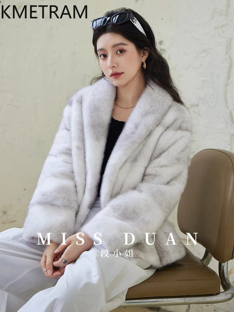 سترة نسائية متقاطعة من فرو المنك لعام 100% معطف فرو حقيقي قصير فاخر ملابس شتوية عالية الجودة للنساء سترات فروي 2025 Fourrure