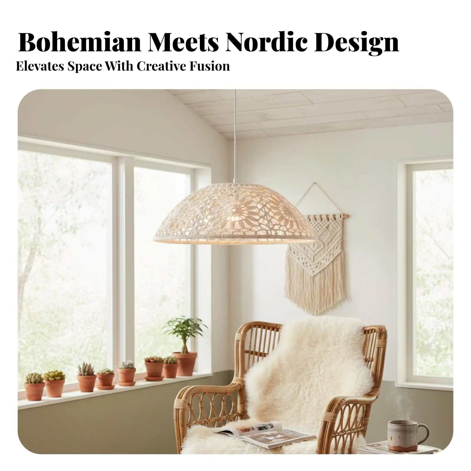 

Хлопковый абажур ручной работы, плетеный абажур в технике макраме, художественный дизайн, богемный стиль, теплый свет, натуральная эстетика