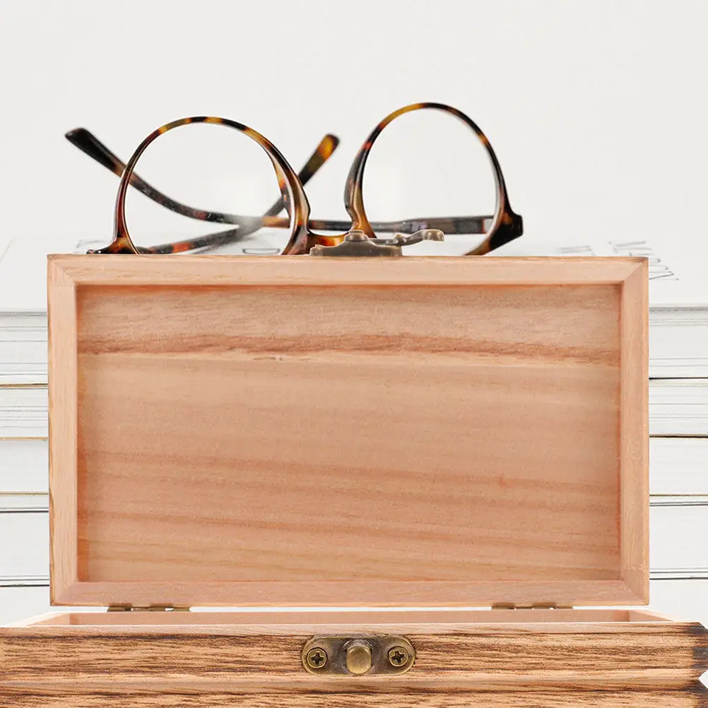 Caja de Almacenamiento de Madera Rústica, Organizador de Joyas Retro, Caja con Tapa para Guardar Objetos Pequeños, Contenedor de Almacenamiento para Manualidades con Cierre