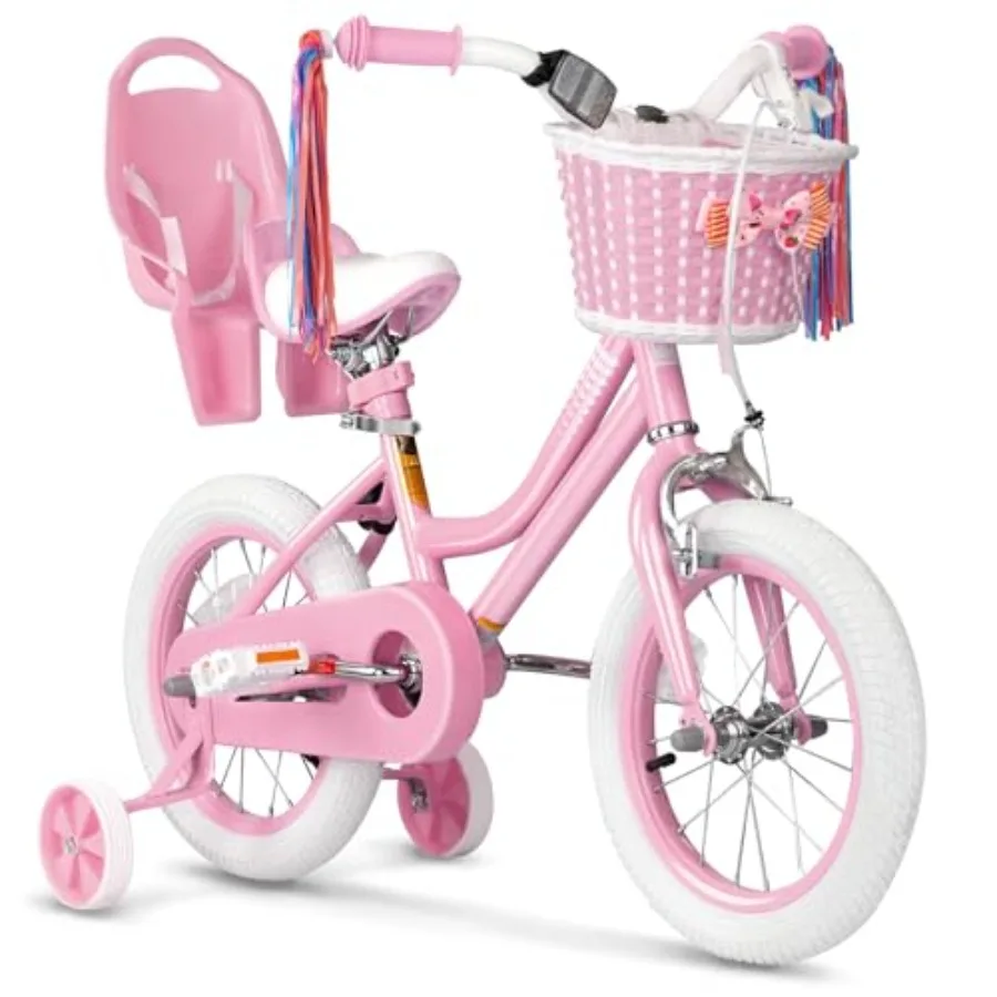 Toddler Bike 12 14 16 20 Inch Girls Bike with Training Wheels Age 2-12 Years Old Toddler Girls Bike with Basket and Doll Seat A