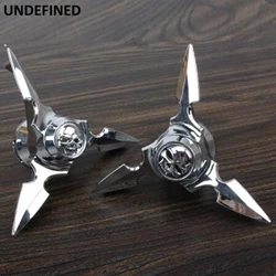 Motorcycle Chrome Skull Spun Blade Front Axle Caps Covers For Harley Sportster XL Touring Road King Dyna Fat Bob Softail Slim