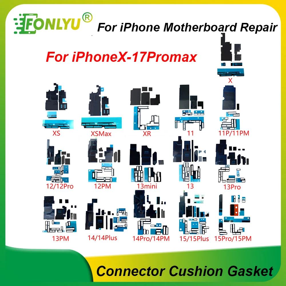

10Sets Logic Board FPC Connector Cushion Heat Dissipation Sticker Set for iPhone 17Pro 16Promax 15Pro 14 13 Motherboard Repair