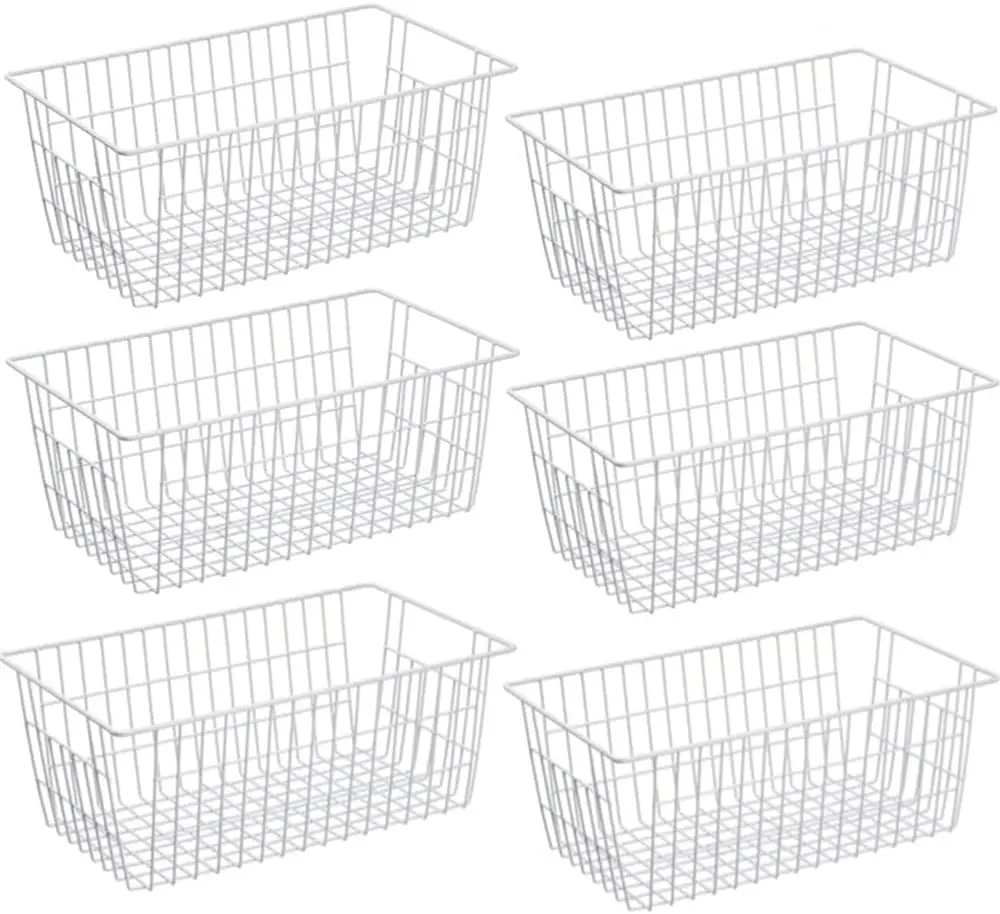 Freezer Baskets Organizer Storage Bins Organizer Baskets for Office,Pantry Organization Storage Bins Rack with Handles 6 Pack