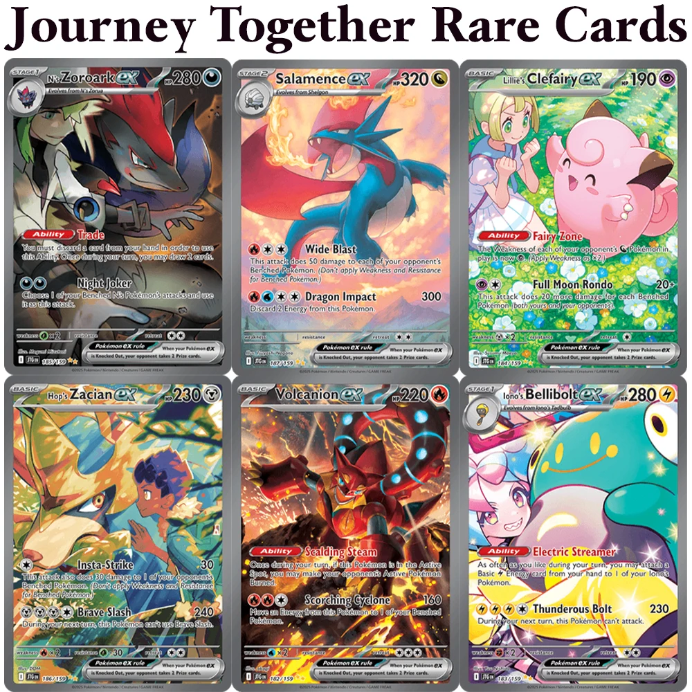 

PKM Journey Together (JTG) PTCG holographic Rare Proxy Game Cards Lillie's Clefairy/Salamence ex N's Zoroark/Iono's Bellibolt ex