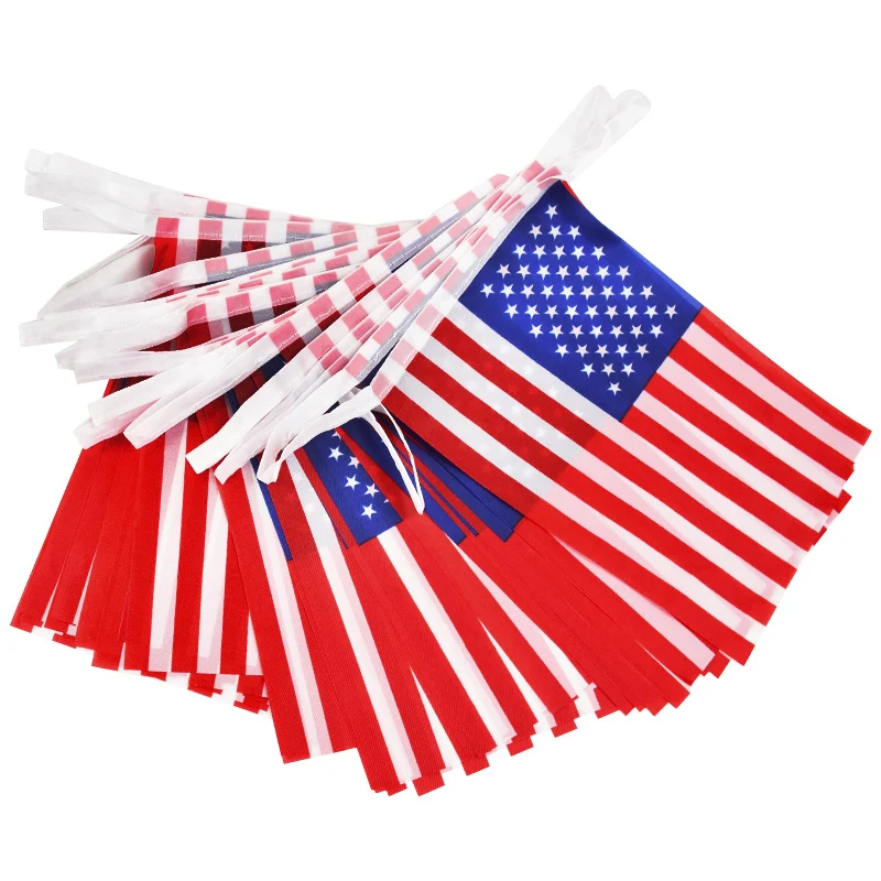 

5/8/10m American Flags Pulling American Independence National Day Party Decoration Pennant Holiday Activities Pull Flags Outside