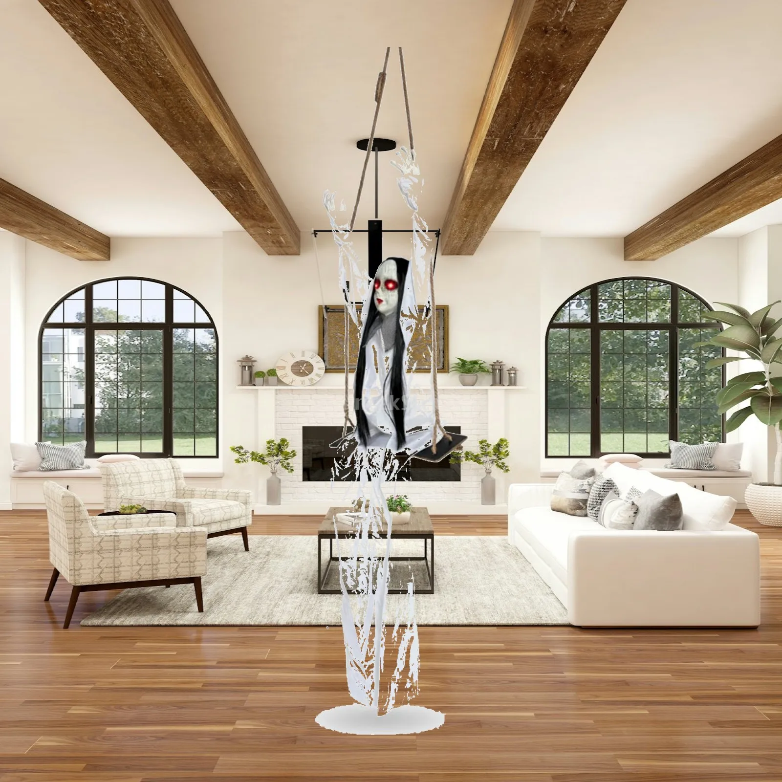 Hanging Swing Girl Sound Effects Creepy Hanging Animatronic Rope Suspended