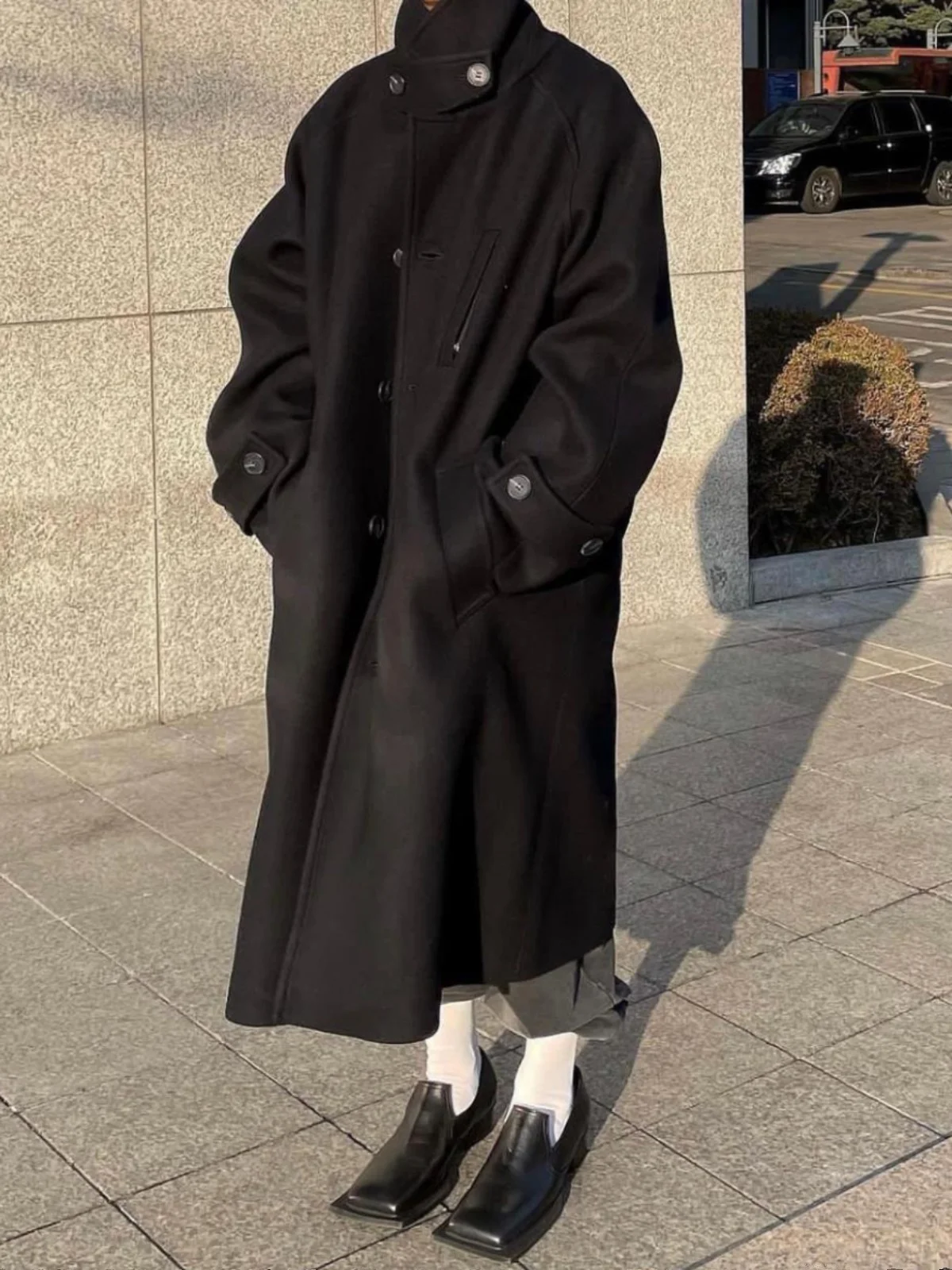 

Undermycar Multi-Button Wool Coat Over Knee Cashmere Men's Windbreaker Jacket UMC