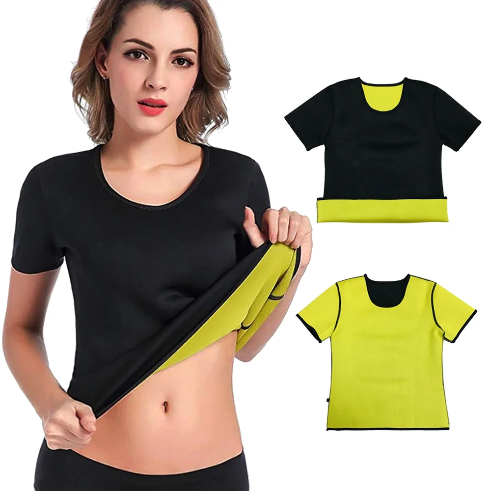 Sauna Fat Burning Shirts Women Waist Trainer Shapewear Hot Sweat Tops Weight Loss Slimming Workout Gym Sportswear Body Shaper