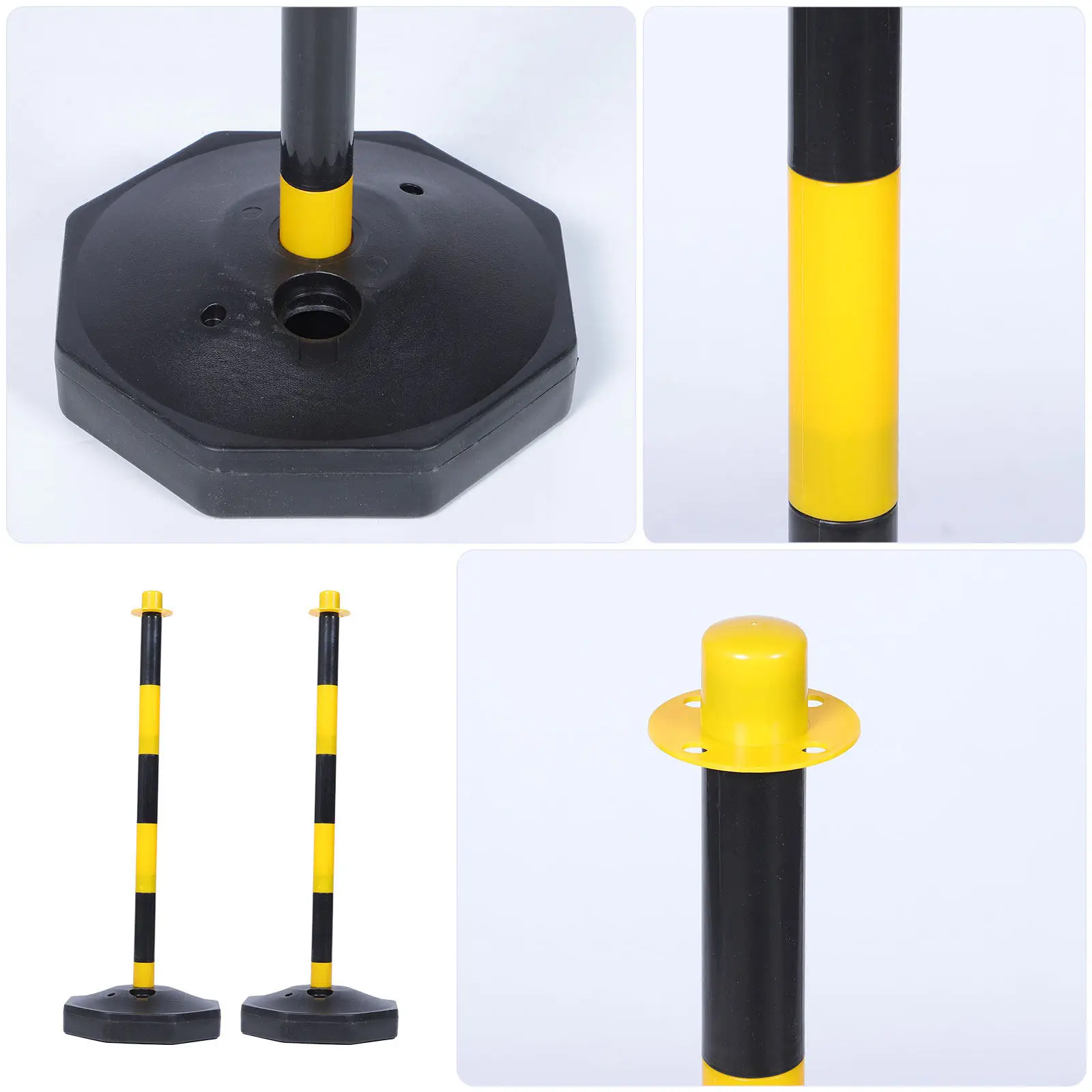 2Pcs Plastic Traffic Safety Delineator Posts Adjustable Water Fillable Warning Columns Parking Barriers Pole Barricade