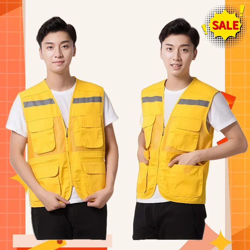 2026 Printing LOGO Breathable Business Suit Vest Multiple Pockets Customizable Logo Outdoor Volunteer Photography Workwear