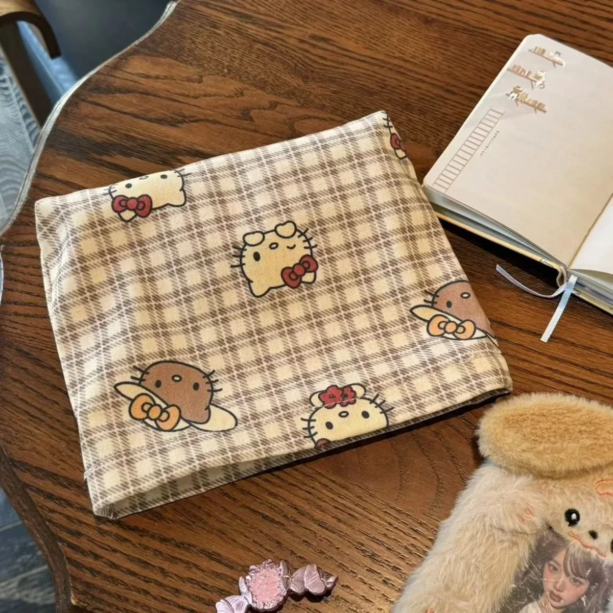 Hello Kitty Cosmetic Handbag MINISO Portable Canvas Printing Toiletry Makeup Storage Envelope Bag