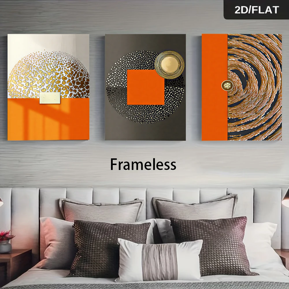 3PCS Large-sized frameless canvas paintings,1 set of three frameless decorative paintings for living room sofa background wall,