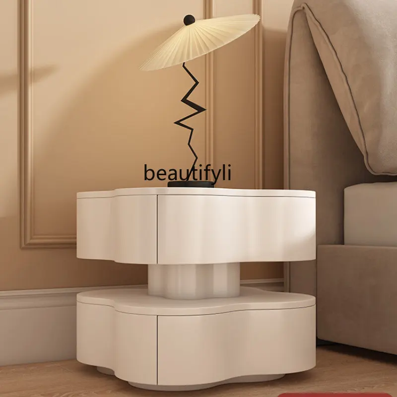 zq Cream Style Solid Wood Bedside Cabinet French Entry Lux Creative New Bedside Cabinet