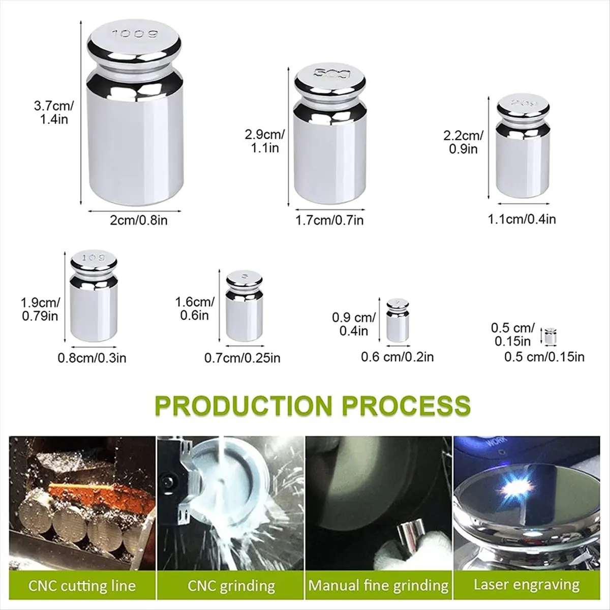 (ABLP) 7 PCS Calibration Weights, 1g-100g Carbon Steel Set for Digital Scale and Jewelry