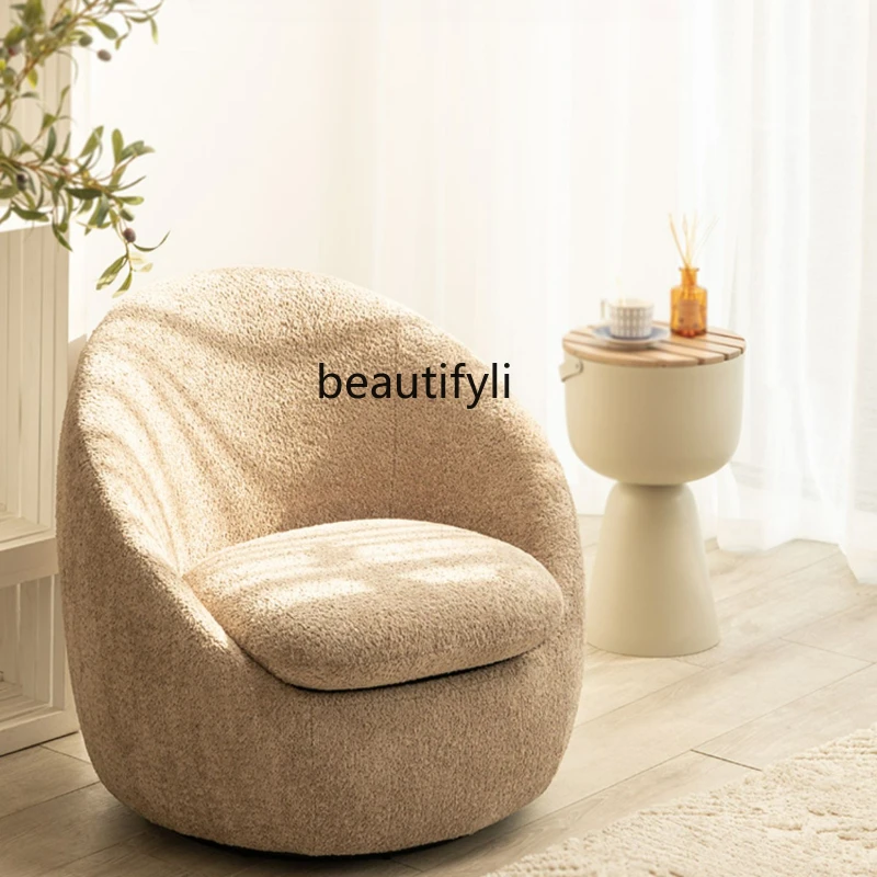 Shell Swivel Chair Lounge Sofa Chair 360 ° Rotating Living Room Seat Comfortable Bedroom Single