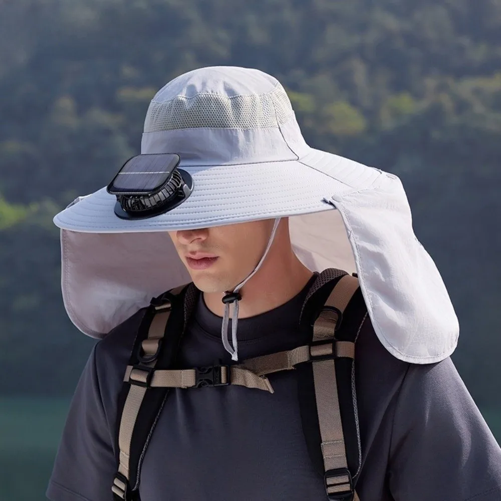 新しい-upf50-ソーラーファンハット防水ショール付きつば広帽子調節可能な日焼け止め釣り帽子夏
