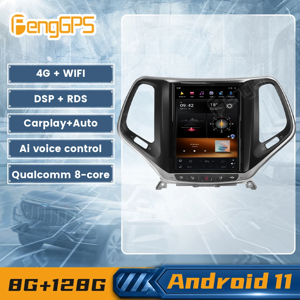 128G Android11 Auto Stereo For Jeep Grand Cherokee 2014-2018 Car Radio GPS Navi Wireless Carplay Multimedia Player DSP Head Unit