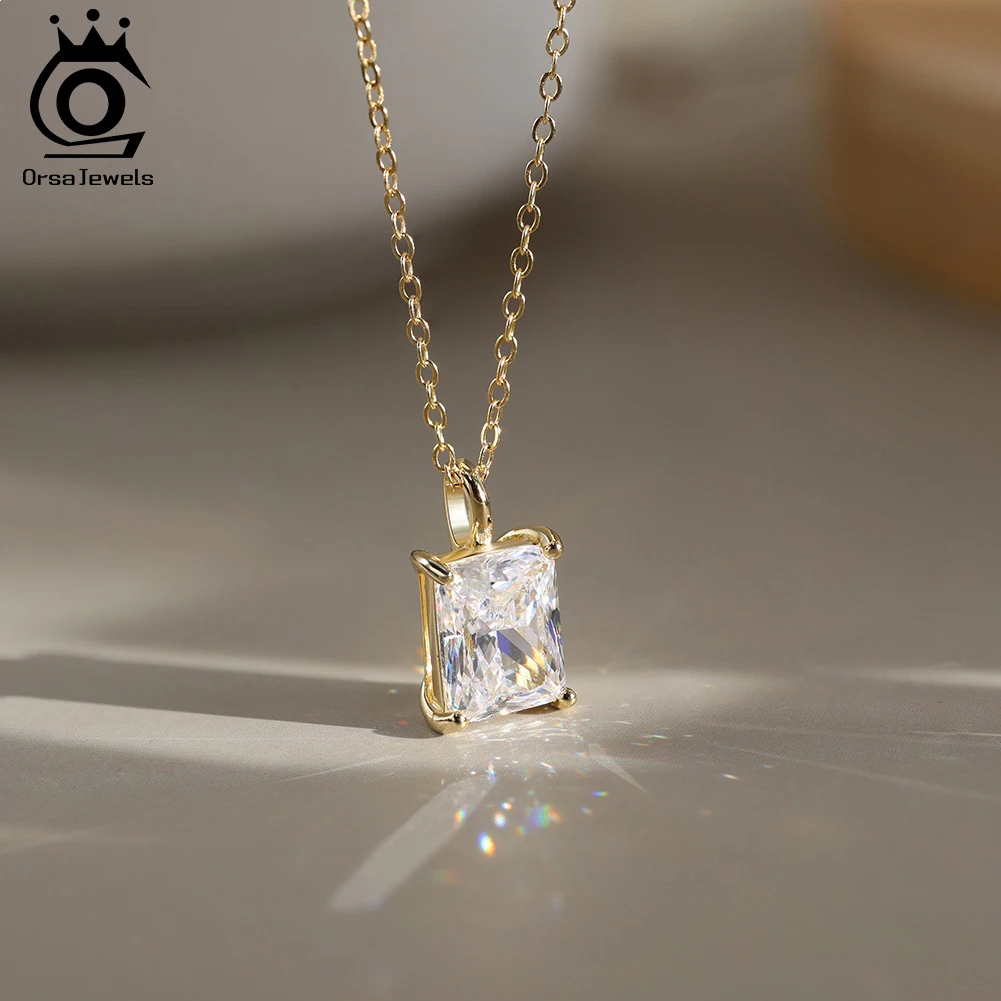 

ORSA JEWELS D Цвет VVS Сияющая огранка Муассанит Диаман Стерлингового серебра 925 пробы Ожерелье для женщин Свадебные украшения SMON07