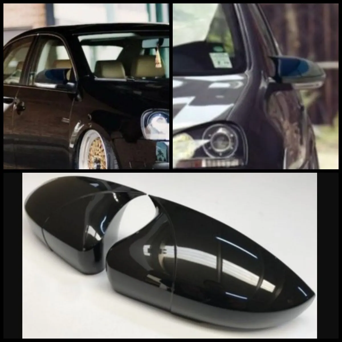 

2 PCs high quality ABS plastic bat style mirror covers rearview mirror case cover piano black For Volkswagen Golf Mk5 5