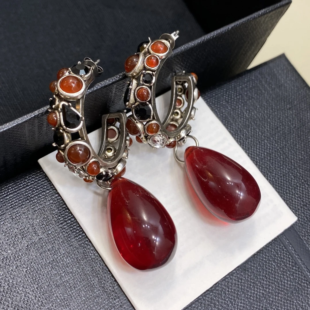 Europe America Crystal Natural Stone Gold Silver Luxury Earrings Women Top Quality Jewelry