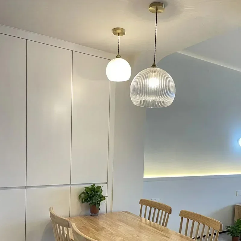 Nordische moderne milchig weiße Glas Pendel leuchte Kupfer Kronleuchter Lampe für Schlafzimmer Esszimmer Salon Bar Dekor Leuchte Leuchten