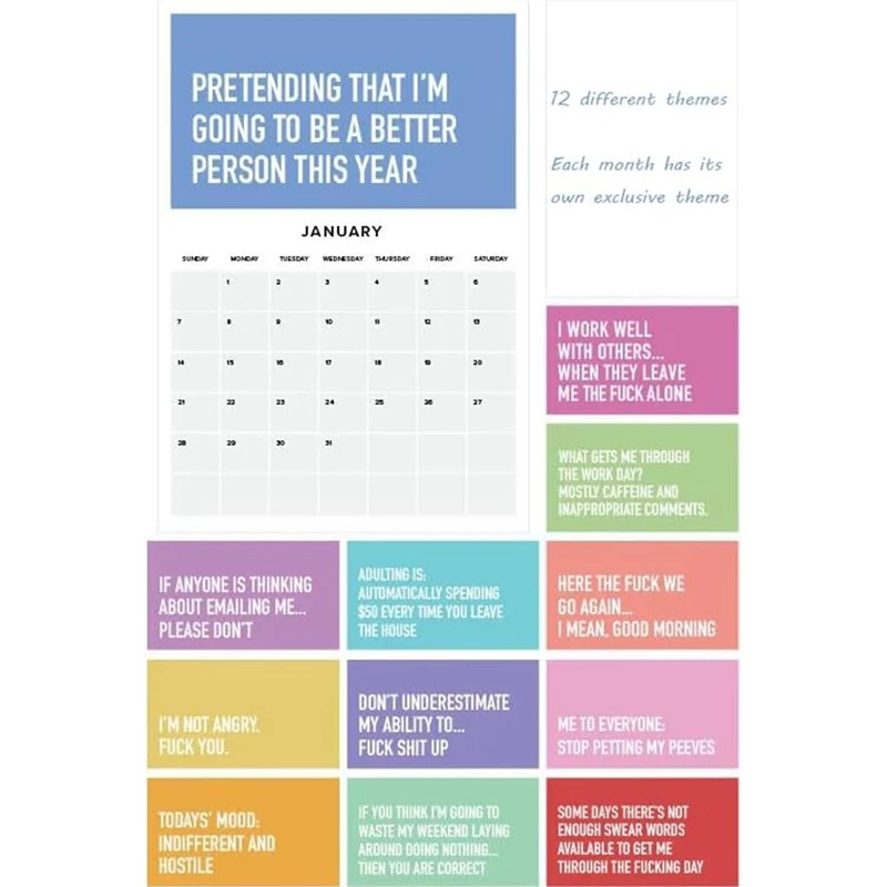 جدول زمني ورقي للتقويم ، براز جميل ، هدية ظريفة ، سهل الاستخدام ، جدول زمني لمدة 12 شهرًا ، منزل ، تقويم ،!