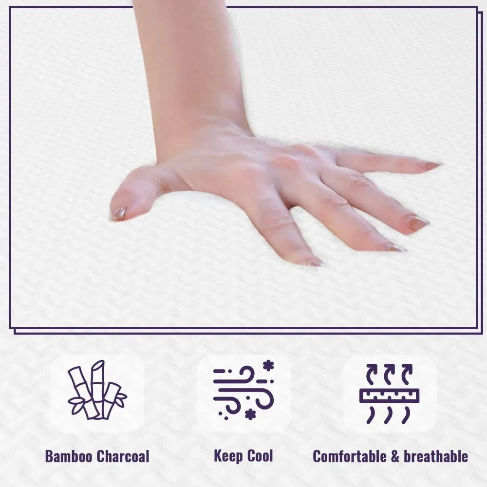 Materac z pianki memory o grubości 25 cm (Queen Size) z wkładem z żelem z węglem bambusowym, certyfikowany przez CertiPUR-US, z odpinaną, miękką poszewką na łóżko.