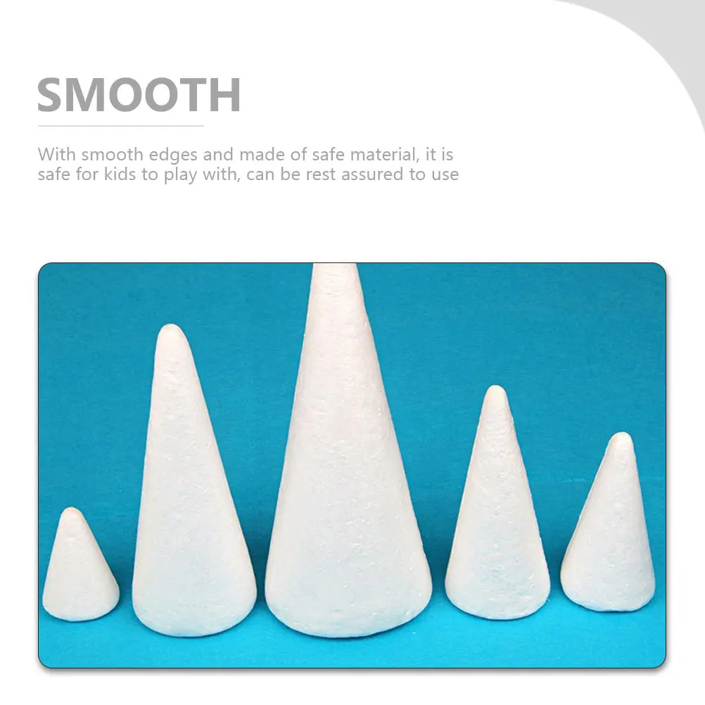4 pçs cones brancos para artesanato diy crianças cone de poliestireno artesanato suave seguro poliestireno arte suprimentos decoração cones
