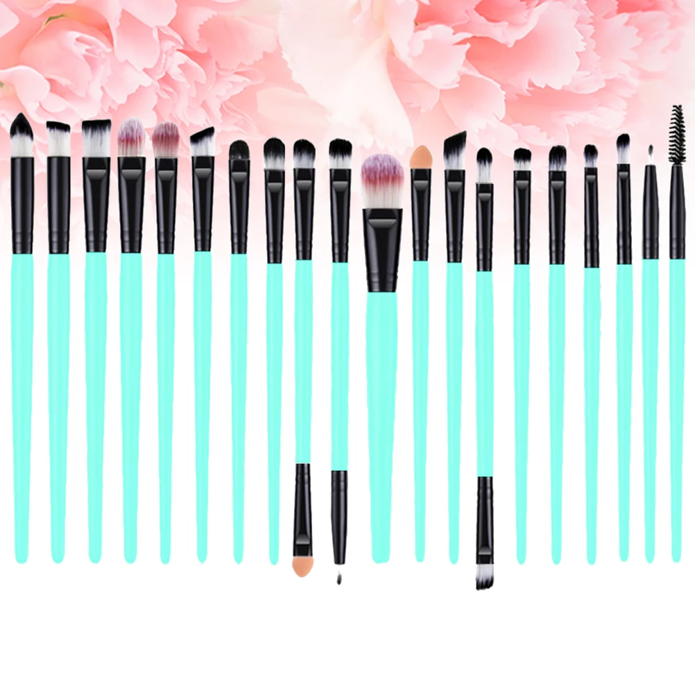 

20pcs Eyeshadow Brush Set Plastic Handle Eyelash Eyeliner Makeup Kit Portable Eye Brushes For Women Daily Use Green Black