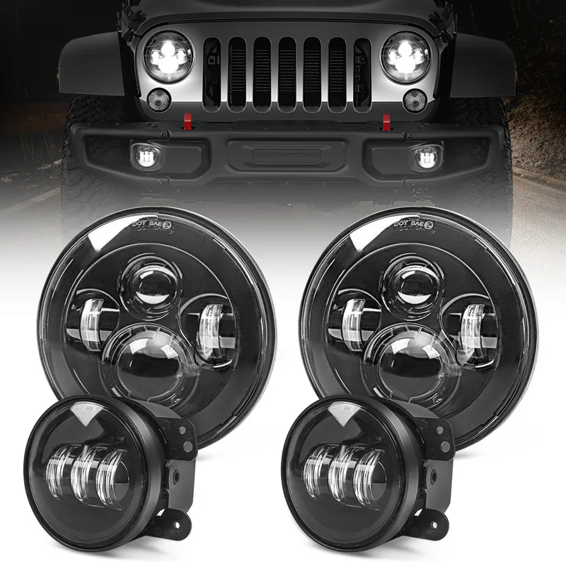 

for Jeep Wrangler headlight fog light assembly Jeep JK07-17 special modified LED lens headlight set