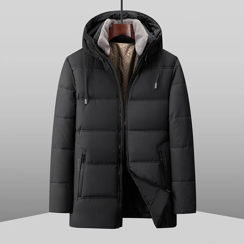 

Мужская хлопковая куртка больших размеров: новая теплая повседневная модель для осени и зимы, средней длины, для полных мужчин