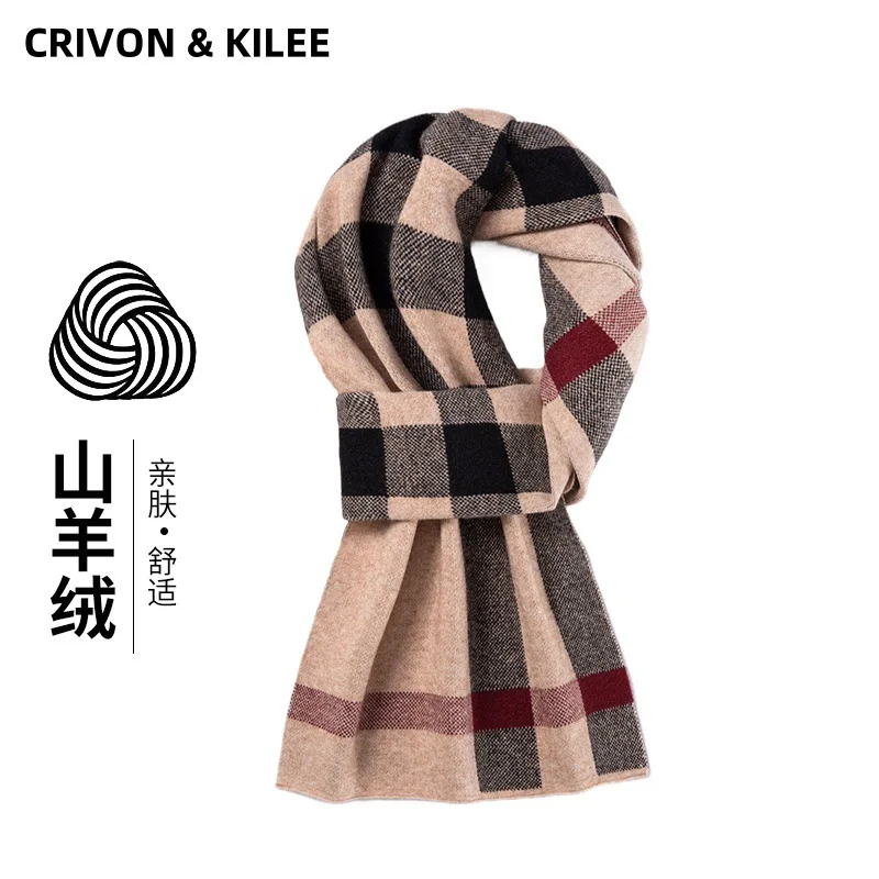 

Высококачественный термокашемировый мужской шарф, зима-осень, новая корейская версия, простой теплый деловой глушитель в длинную полоску, мужской