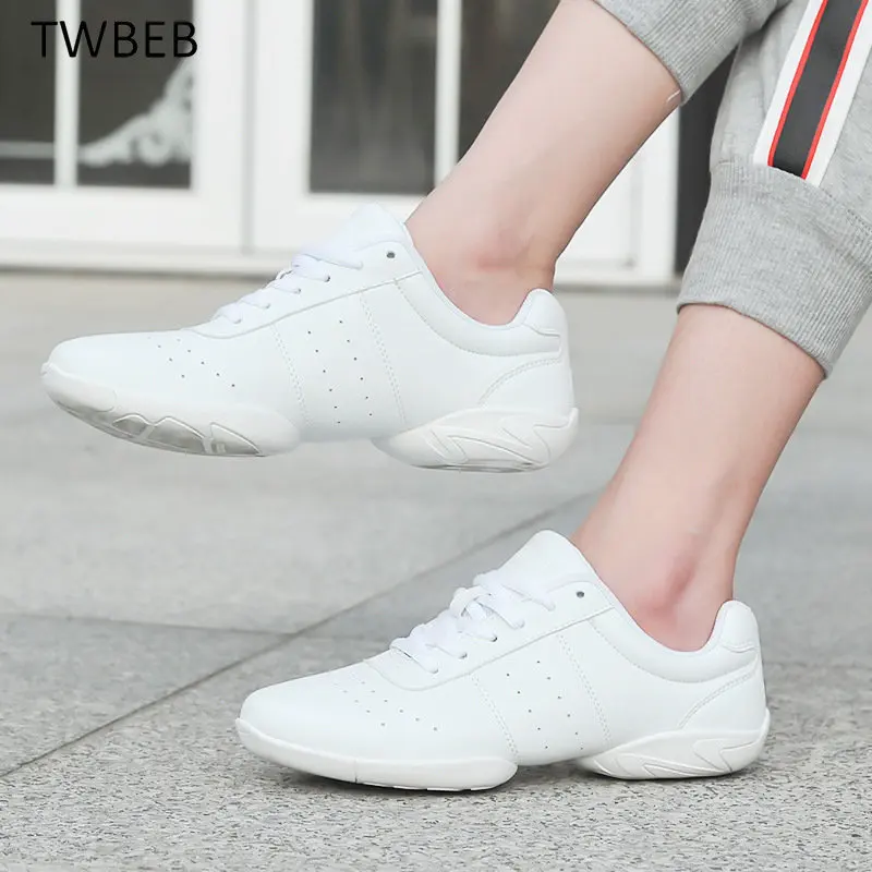 New Women\'s White Sneakers Modern/Jazz/Hip Hop Dance Shoes Competitive Aerobics Shoes Soft Sole Fitness Gym Shoes