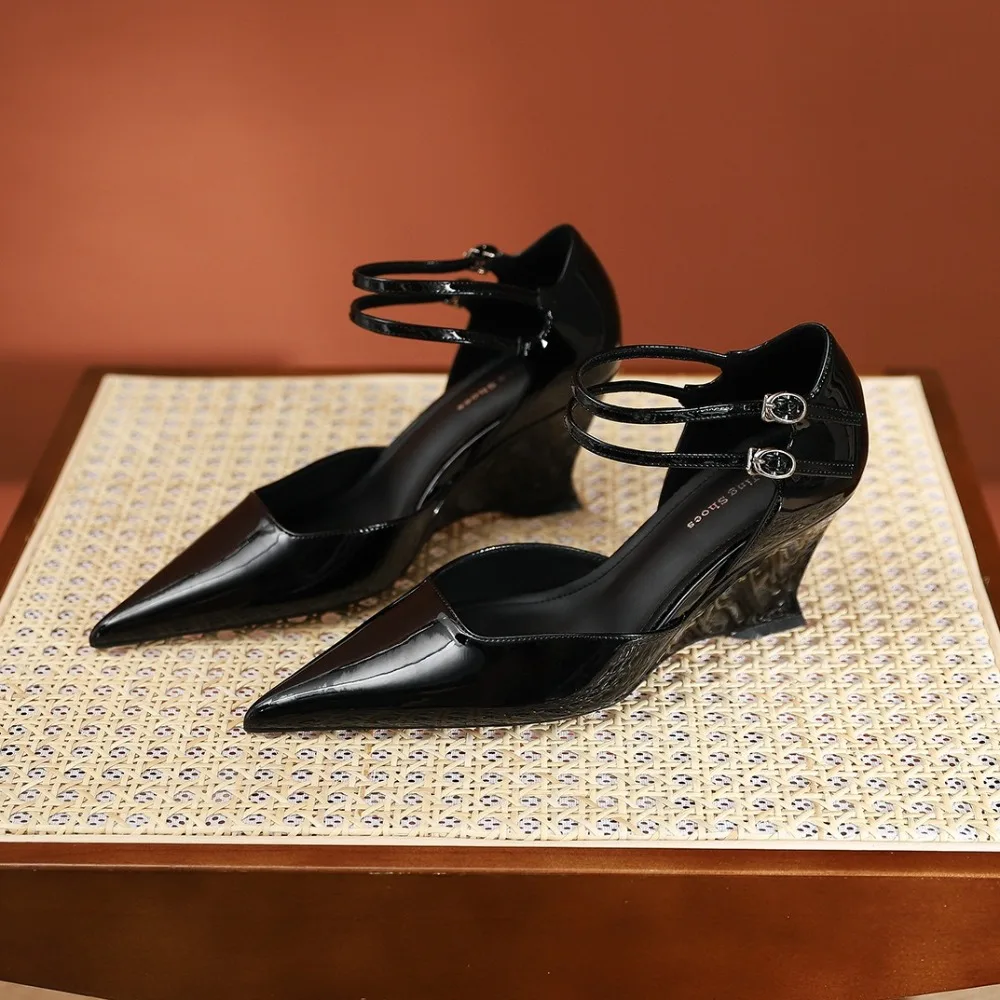 High Heeled Shoes for Women 2026 Summer New Pointed Toe Sloping Heel Shallow Mouth Height Increase Soft Sole Women's Pumps