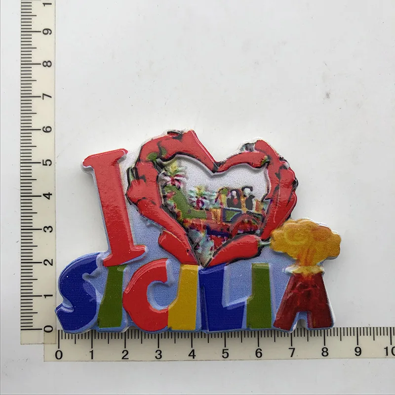 Sicilia  Creative,Travel,Commemorate,Crafts,3D,Ornaments,Magnetism,Resin Material,Refrigerator Stickers