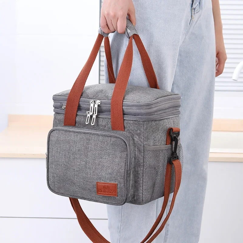 Dupla camada Oxford pano isolado lancheira para mulheres e homens, folha de alumínio, portátil Tote Cooler, lancheira, Student Bento Handbag