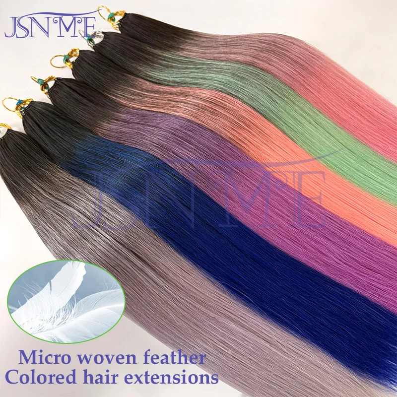 JSNME Color Human Hair Extensions Microloop New Hair Comfort Invisible Color 100% Human Hair Extensions Blue Purple