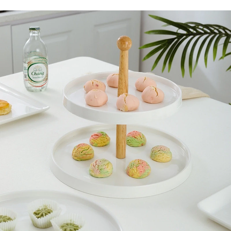 Ceramic Cake Tray Restaurant High Leg Dessert Snack Bread Trays Display Rack Storage Tools