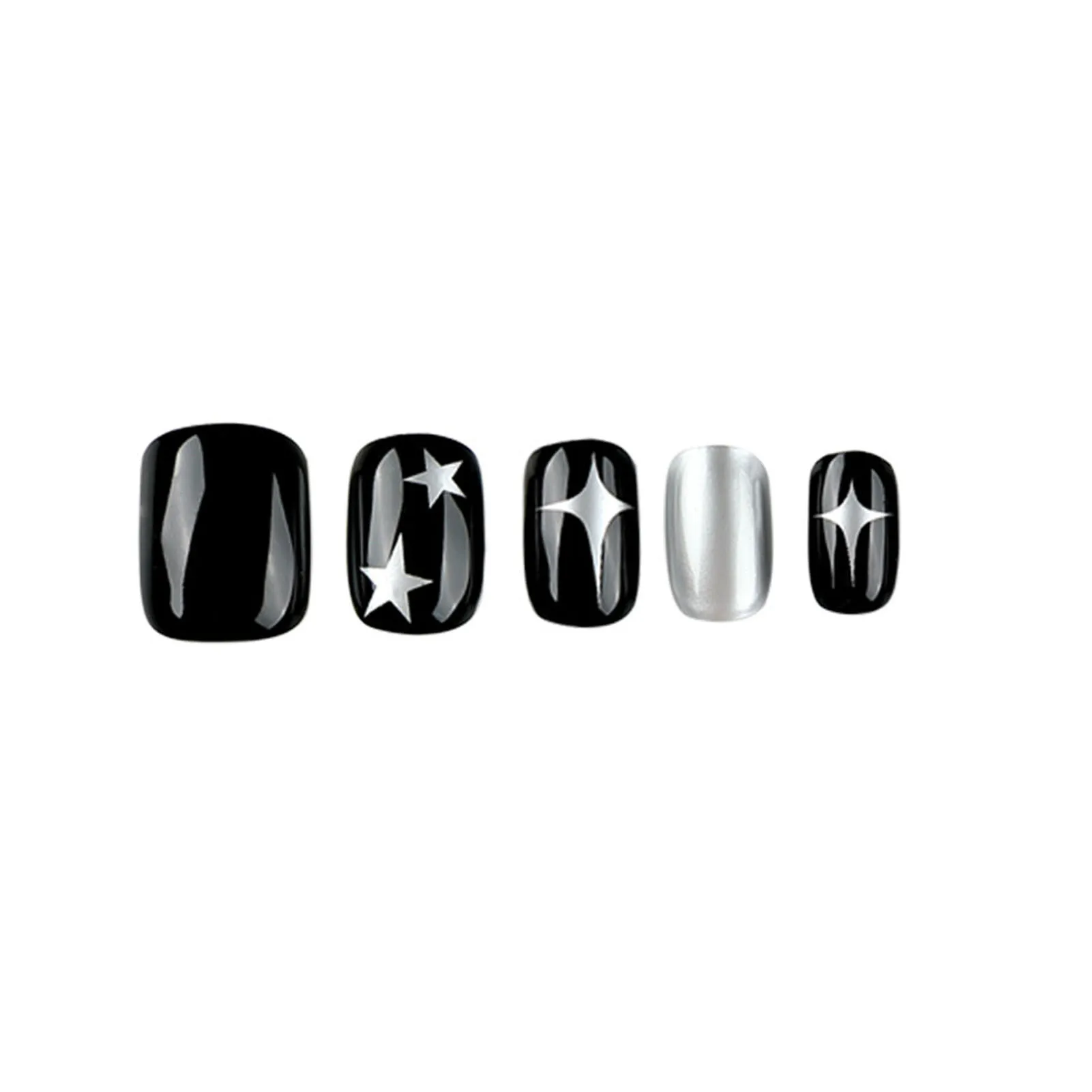 Contrasting Colors Press-on Nail No Fading Reusable Resin Fake Nail with Glue for Nail Art Manicure Decoration